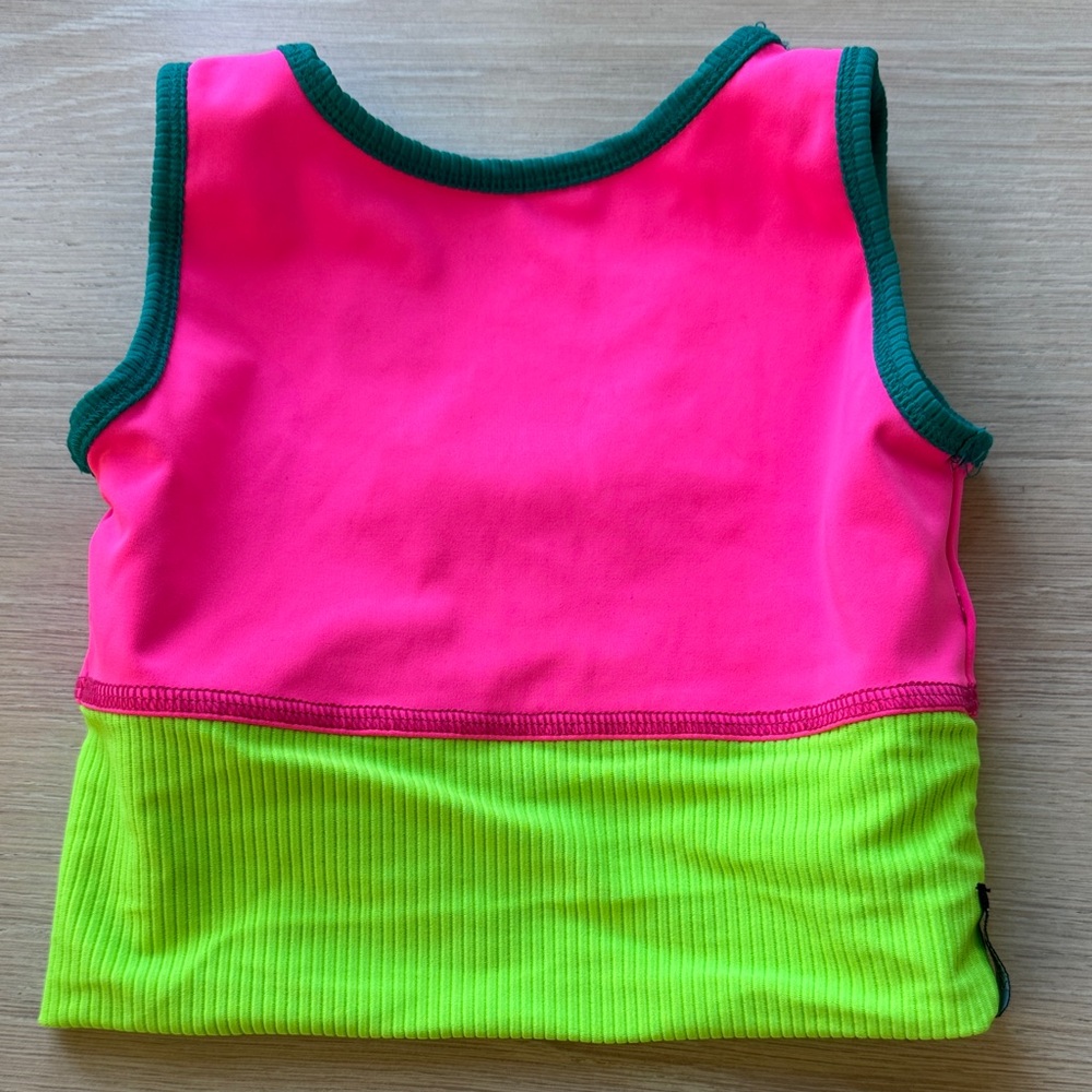 Kids Neon Dance Crop Top - Pink & Lime - Picture 2 of 5